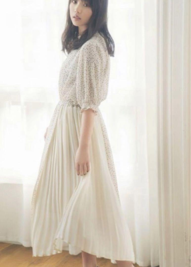 未使用超美品★GRL グレイルドット柄切替プリーツロングワンピ ★M拍卖