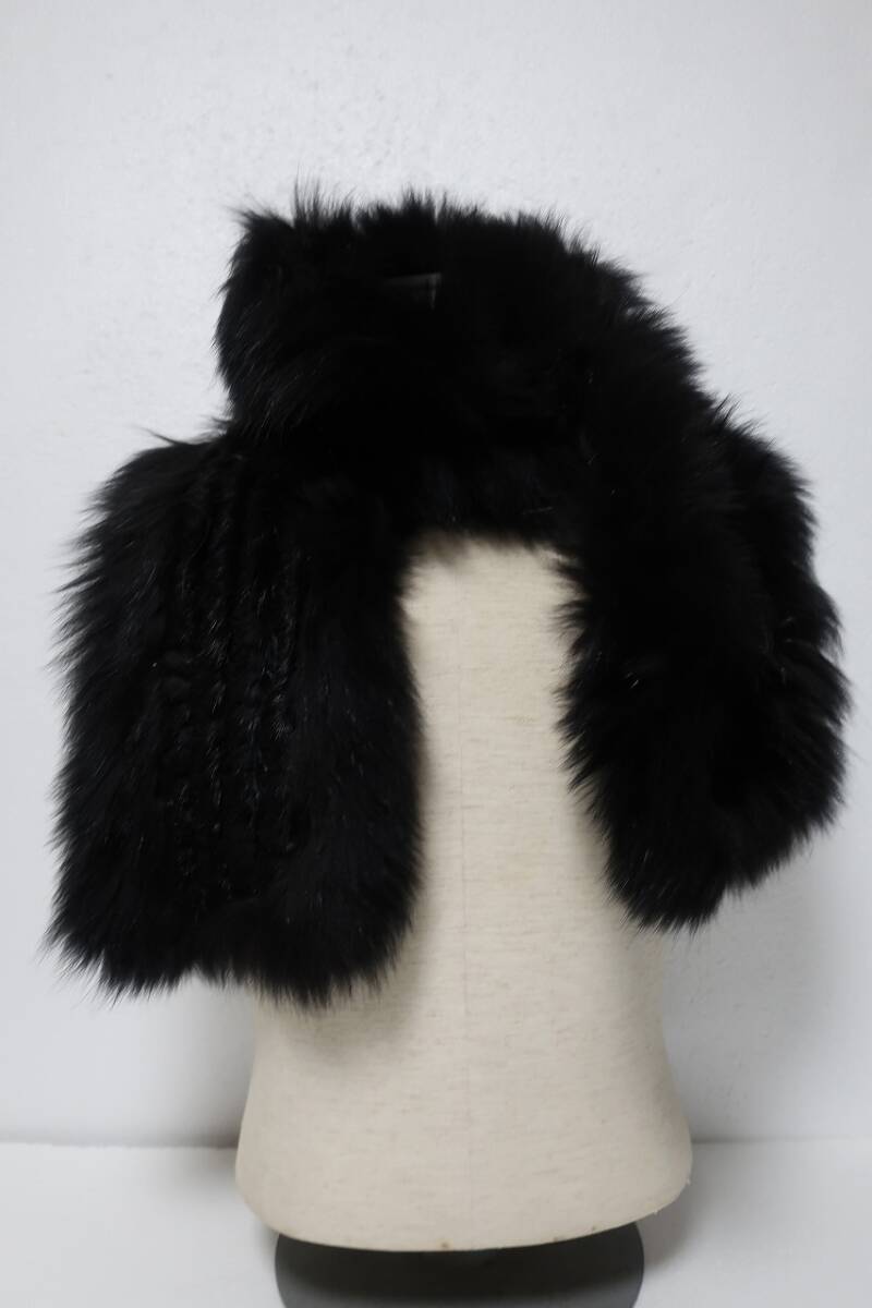新品 ミンク ラビットファー マフラー ブラック系拍卖