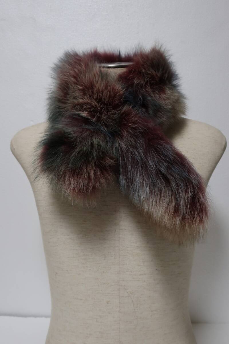 新品 希少色 ブルーフォックス マルチ染 チョーカー 差し込み型ファーマフラー リアルファー 10拍卖