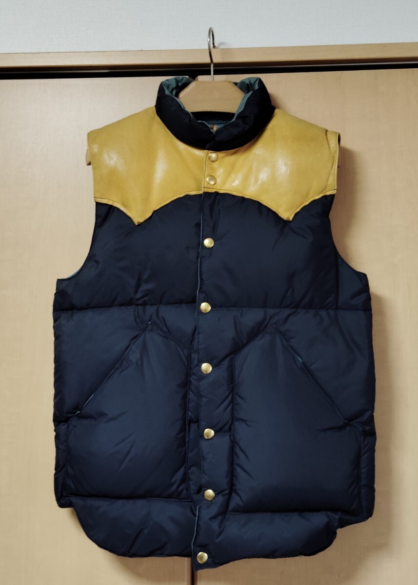 ヴィンテージ 70s 1970年代 Rocky Mountain Featherbed ロッキーマウンテンフェザーベッド レザーヨーク ダウンベスト 拍卖