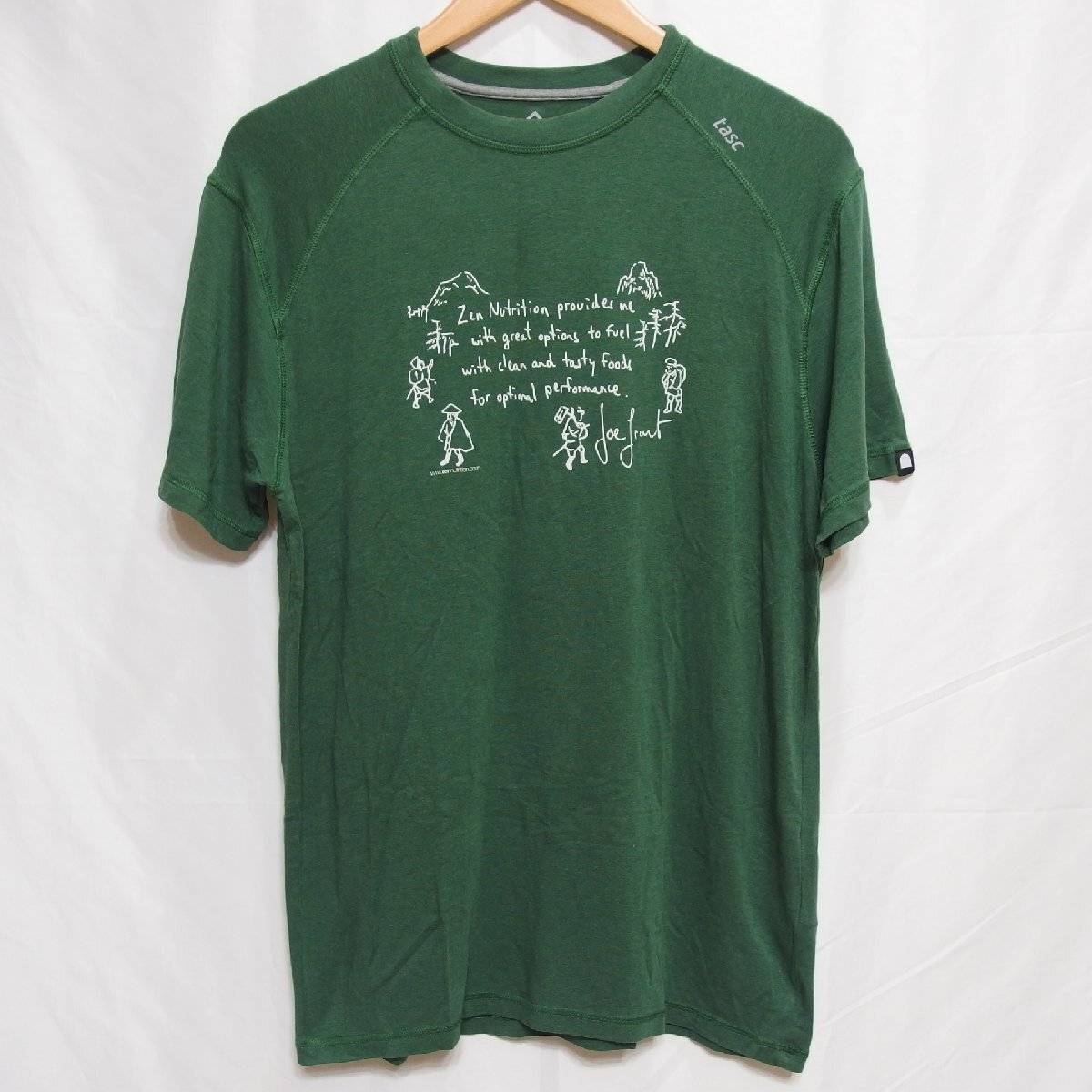 tasc Performance◆メンズ ロゴ入り プリント 半袖 Tシャツ(グリーン)サイズS◆USED拍卖