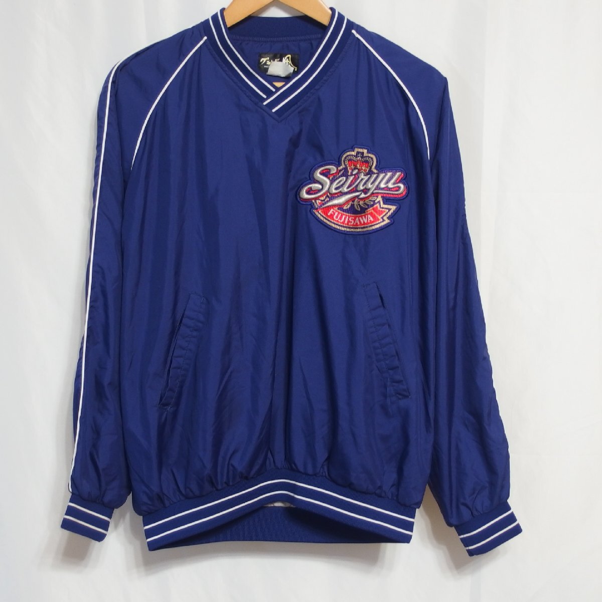 高校野球◆神奈川県 藤沢清流高等学校 野球部 REWARD製 Vネックジャンパー(紺)M ・実使用・現状渡し品◆USED D拍卖
