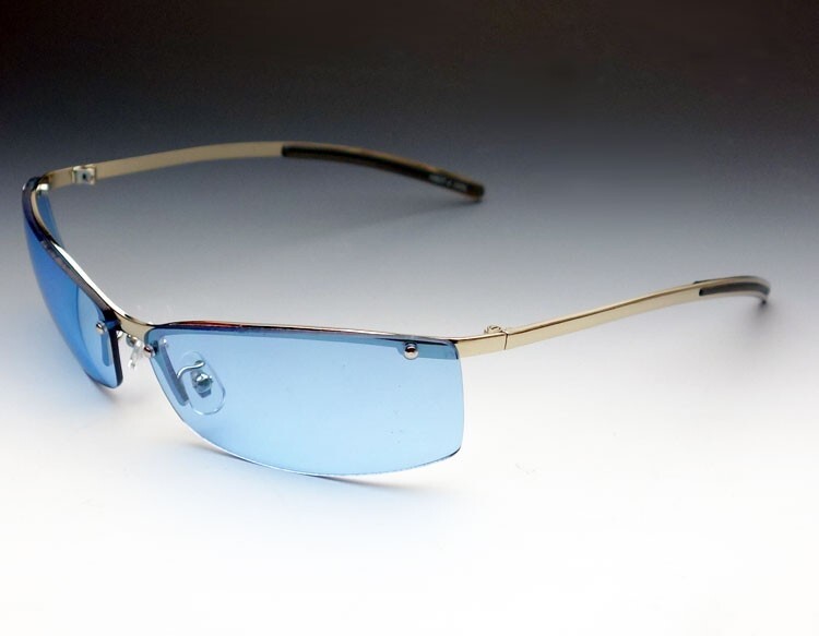 サングラス メンズ おしゃれ シンプルな2ポイント ブルーレンズ 青レンズ 新品拍卖