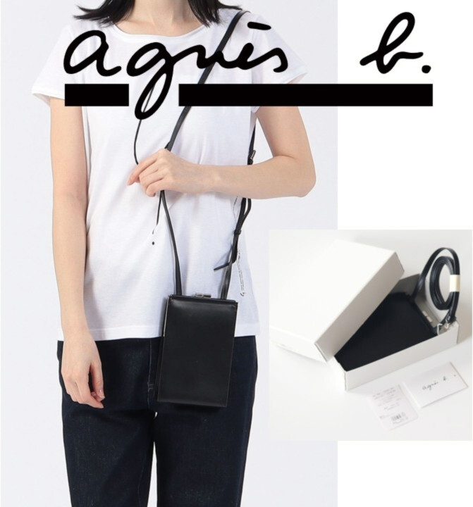 34,100円新品タグ付き【agnes b. アニエスベー】RiTAシリーズ ショルダーマルチケース 黒 v7664拍卖