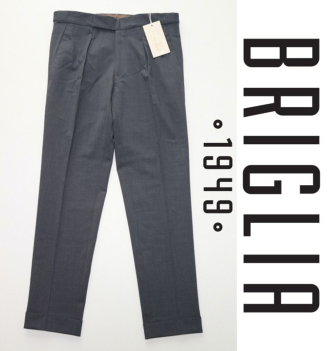 38,500円新品タグ付き【BRIGLIA ブリリア 1949】CHELSEAS ベルトレス ウール スラックスパンツ 42(w74-78) v7684拍卖