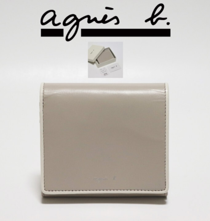 25,300円新品箱付き【agnes b. アニエスベー】内側がま口 二つ折り財布 v7639拍卖