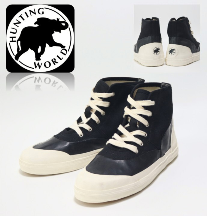 新品未使用【ハンティングワールド】ハイカットスニーカー 黒 8(27cm) v7650拍卖