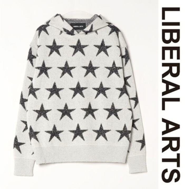 66,000円新品タグ付き【LIBERAL ARTS リベラルアーツ】GRITTER HOODY ニットパーカー 2(XL) v7627拍卖