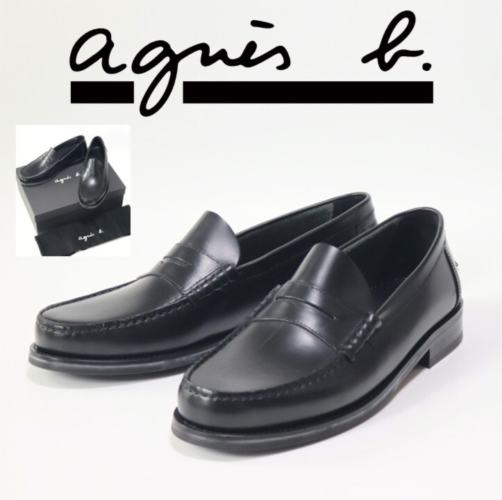 55,000円新品箱付き【agnes b. アニエスベー】公式現行モデル メンズ ローファー モカシン ビジネスシューズ 黒 44(27cm) v7645拍卖