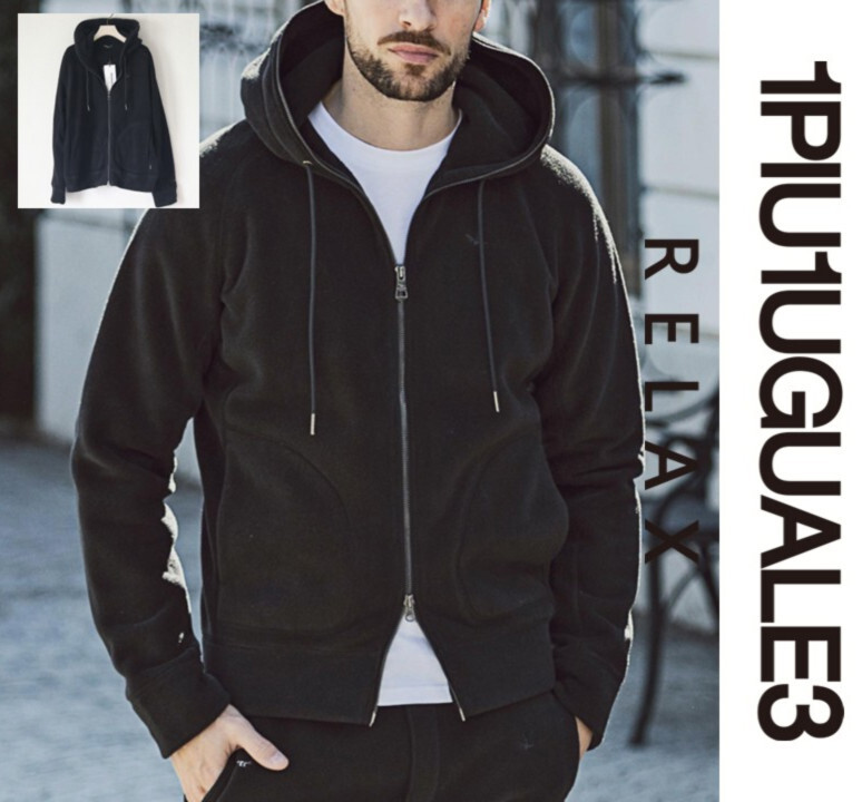 新品タグ付き【1PIU1UGUALE3 RELAX ウノピゥウノ】POLARTEC フリース ZIPパーカー 黒 M v7665拍卖