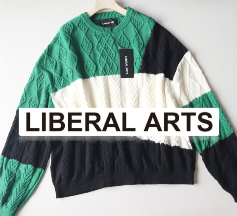 77,000円新品タグ付き【LIBERAL ARTS リベラルアーツ】カラーブロック ケーブル編み セーター ニット 2(XL) v7621拍卖