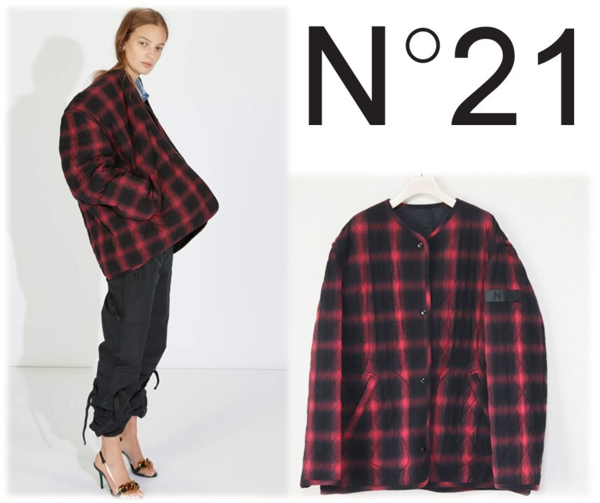 152,900円新品タグ付き【N°21 ヌメロヴェントゥーノ】リバーシブル 中わたノーカラージャケット 赤黒 40(L) v1905拍卖