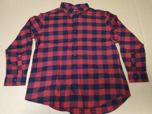 古着 大きいサイズ 3XL [ユニクロ フランネルチェックシャツ(長袖) 411906 赤 綿100%拍卖