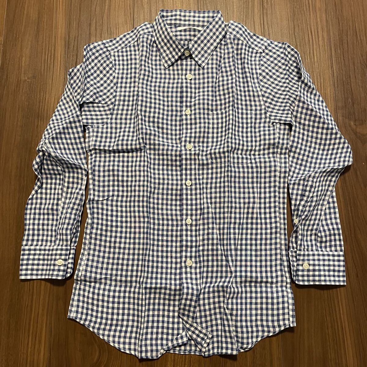☆クリーニング済み☆UNIQLO ユニクロ☆リネンシャツ☆長袖シャツ☆Sサイズ☆麻100%☆ギンガムチェック☆メンズ拍卖