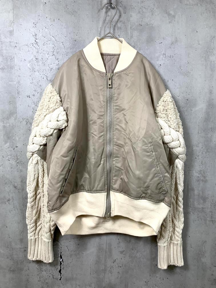 PASSIONE パシオーネ ケーブルニットスリーブ ブルゾン ジャケット size38/ベージュ ◆■◎拍卖