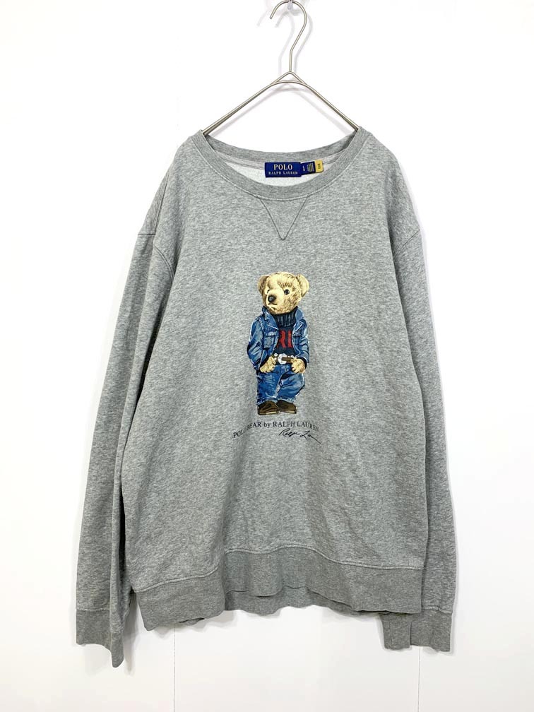 ゆうパケットOK POLO RALPH LAUREN ポロ ラルフローレン ポロベア 長袖 裏起毛 スウェット sizeL/グレー ◇■◎拍卖