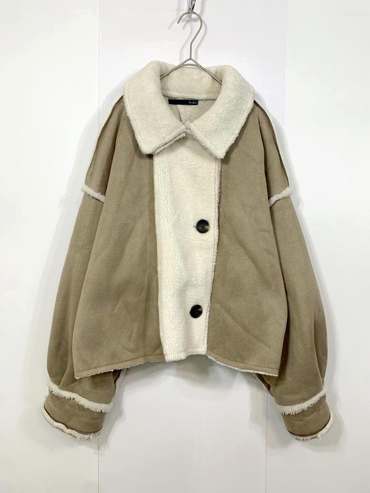 Heather ヘザー HE070032CF リバーシブルムートンボアモコモコ コート sizeF/ベージュ ◆■拍卖