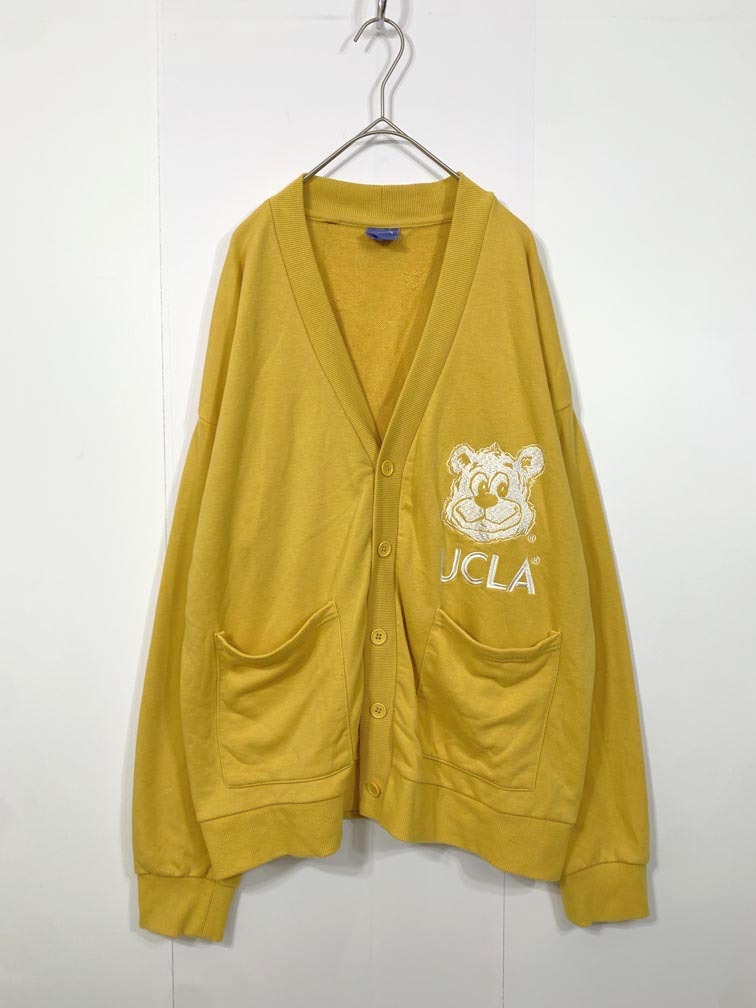 ゆうパケットOK UCLA ユーシーエルエー 21380701 カレッジ ロゴ スウェット カーディガン sizeM/黄 ■■拍卖