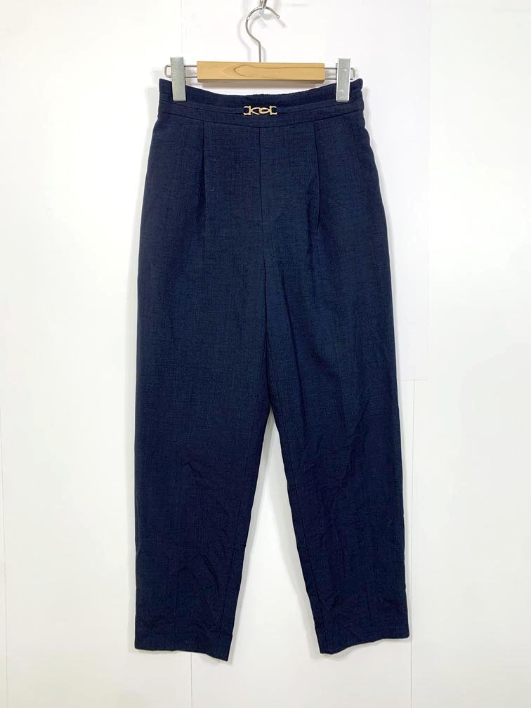 ゆうパケットOK Rope Picnic ロペピクニック GDS13200 ビット付麻調テーパード パンツ size36/紺 ■■拍卖