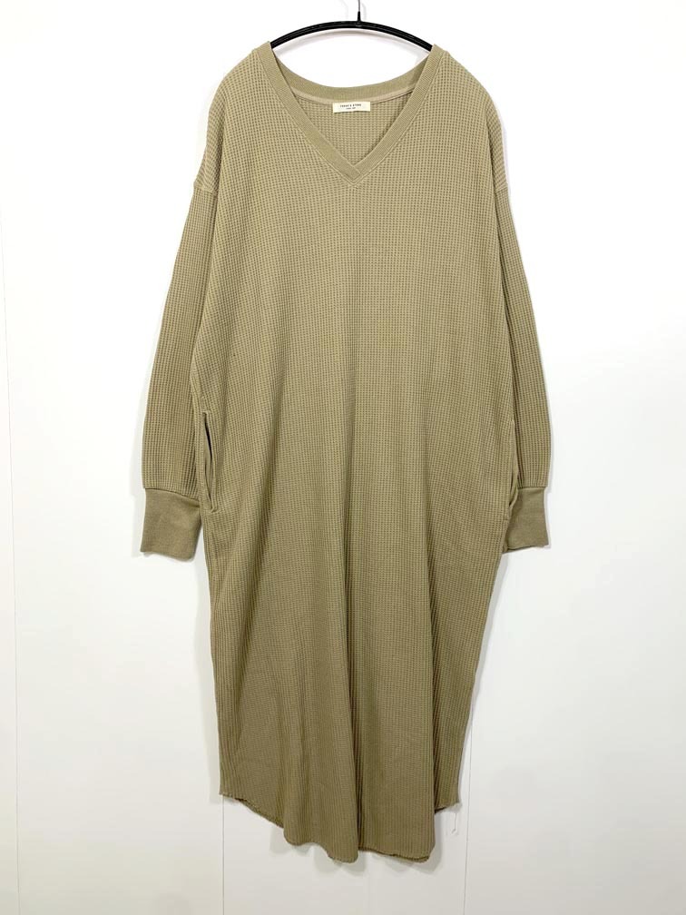 FREAK’S STORE フリークスストア ワッフル Vネック Iライン ワンピース sizeF/ベージュ ■■拍卖