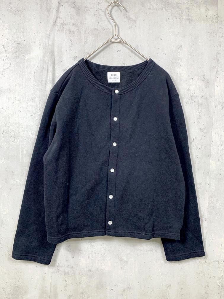 ゆうパケットOK coen コーエン 7627-604-0052 USAコットン裏起毛スウェット カーディガン sizeF/黒 ■■拍卖