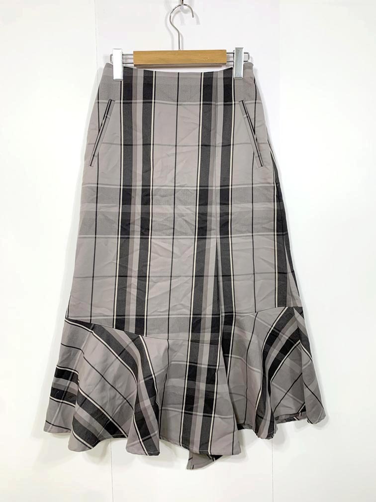 ゆうパケットOK 美品 Mila Owen ミラオーウェン アシンメトリー マーメイド スカート size1/グレー ■■拍卖