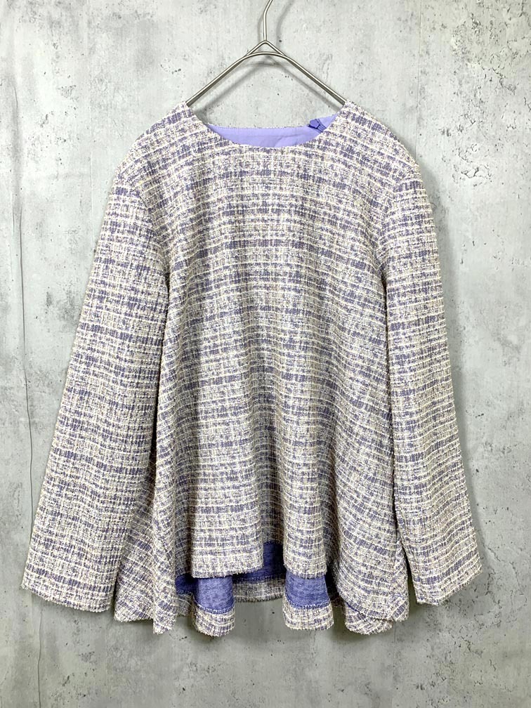 ゆうパケットOK 美品 Utao: studio CLIP スタジオクリップ カットツイード バック切り替え プルオーバー sizeF/ラベンダー ■■拍卖