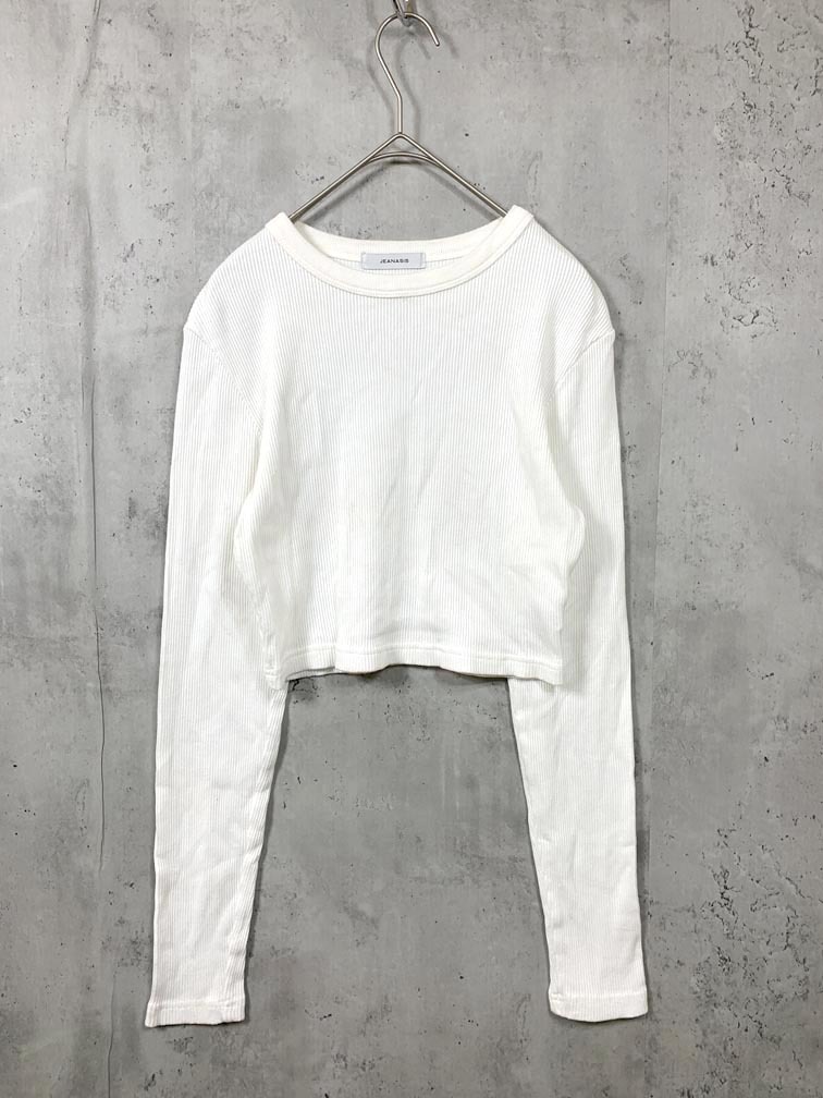 ゆうパケットOK JEANASIS ジーナシス JS064370MN ショート トップス プルオーバー sizeF/白 ■■拍卖