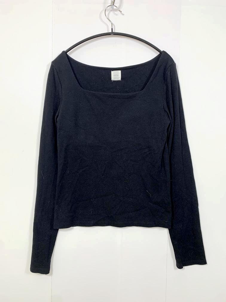 ゆうパケットOK earthy_ アーシー ARZ5032106A0002 リブカップ付きスクエアロンT Tシャツ sizeM/黒 ■■拍卖