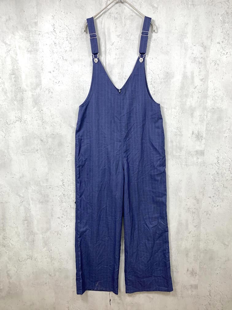 ゆうパケットOK CIEL’AIR シエルエアー ストライプ サロペット オーバーオール sizeF/紺 ■■拍卖