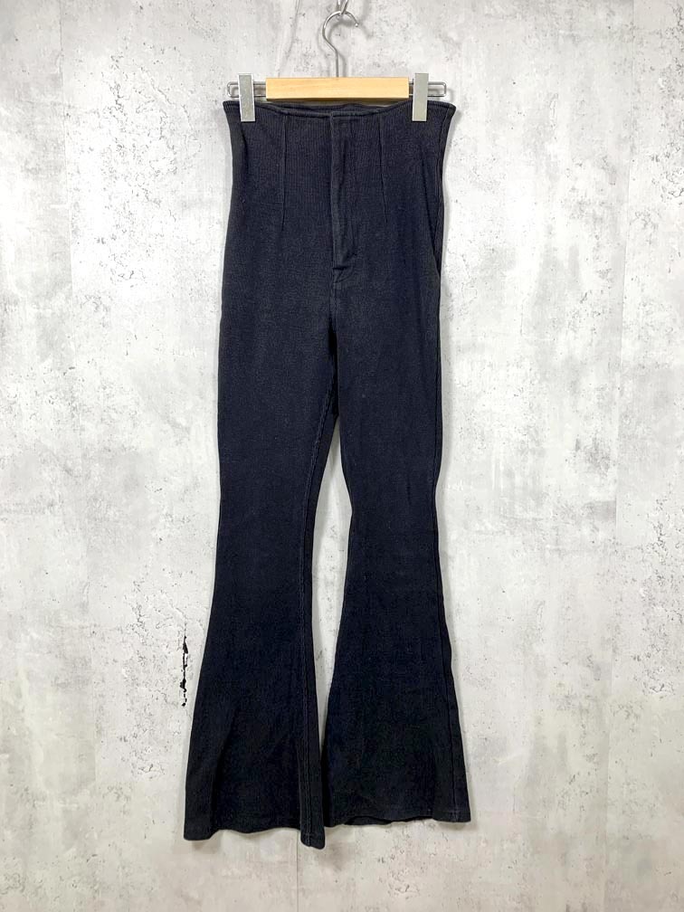 ゆうパケットOK EMODA エモダ 042350700501-01 リブフレア パンツ sizeM/黒 ■■拍卖