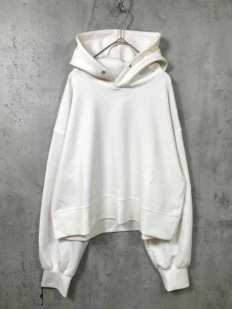 nano universe ナノユニバース ダンボールクロップドフードトップス プルオーバー パーカー sizeF/白 ■■拍卖