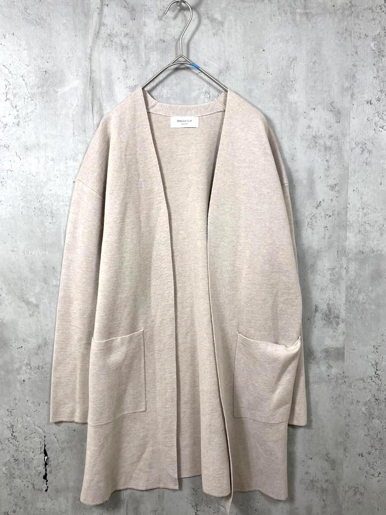 OPAQUE.CLIP オペークドットクリップ ウール混 ガウン ロング カーディガン size36/S/ベージュ ■■拍卖