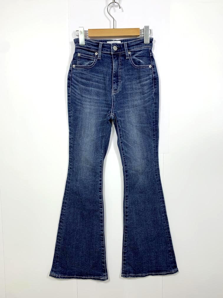 ゆうパケットOK AZUL BY MOUSSY アズールバイマウジー 250HAS12-021K-2 ハイウエスト ストレッチ フレア デニムパンツ sizeXS/青 ■■拍卖