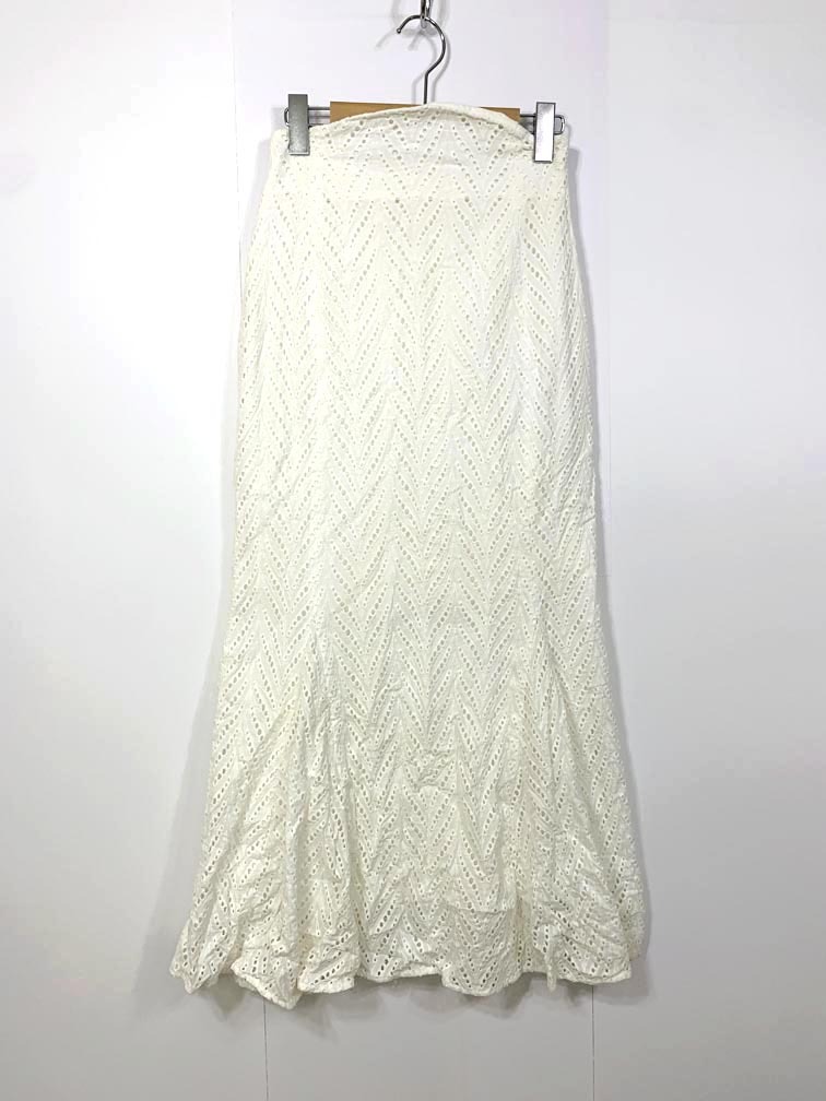 ゆうパケットOK eimy istoire エイミーイストワール ハイウエスト コットンレース マーメイド スカート sizeM/白 ■■拍卖