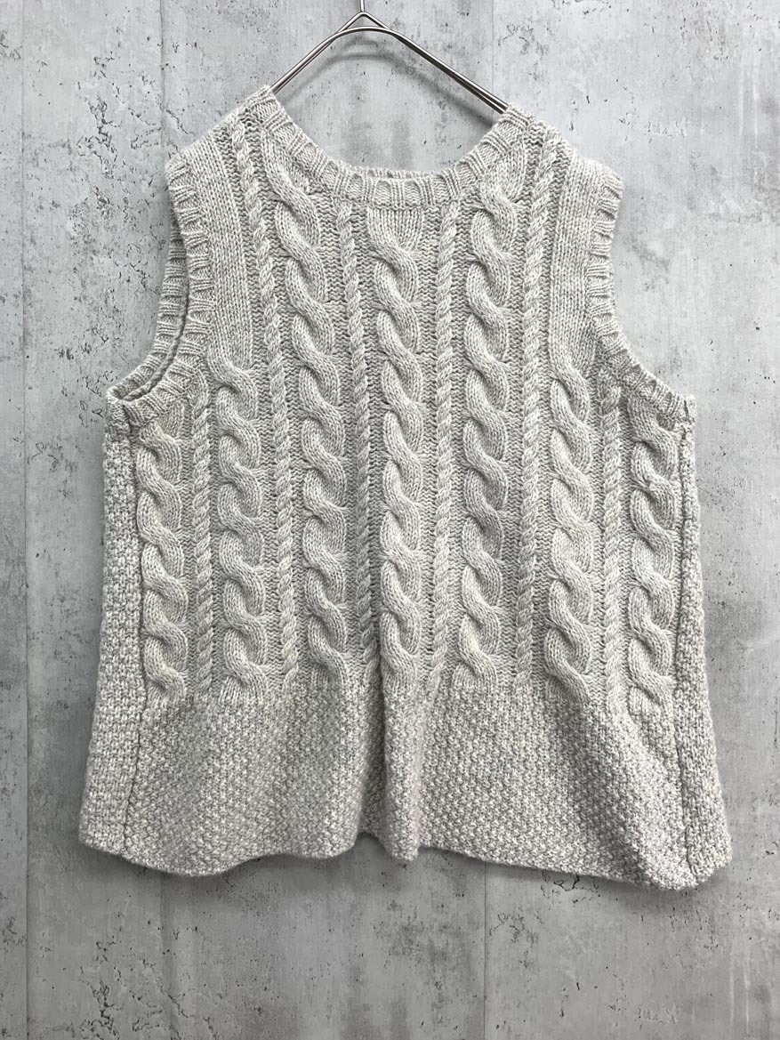 hinari ヒナリ ケーブル編み バックオープン ベスト sizeF/グレー ◇■ ☆ fja7 レディース拍卖