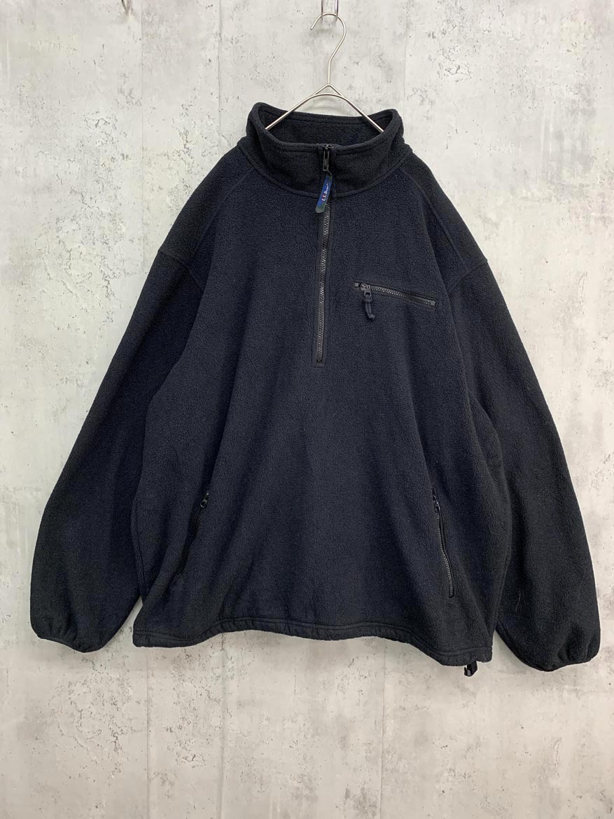 L.L.Bean エルエルビーン ハーフジップ フリース プルオーバー ブルゾン ジャケット 黒 ◆■◎ ☆ fja7 メンズ拍卖