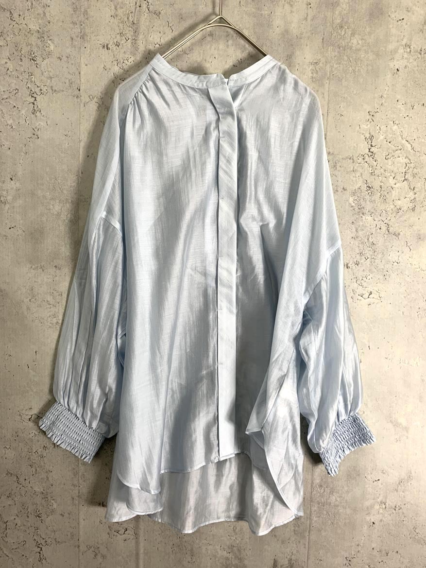 ゆうパケットOK NOLLEY’S ノーリーズ 袖口 シャーリング ブラウス シャツ size38/水色 ◇■ ☆ fja8 レディース拍卖