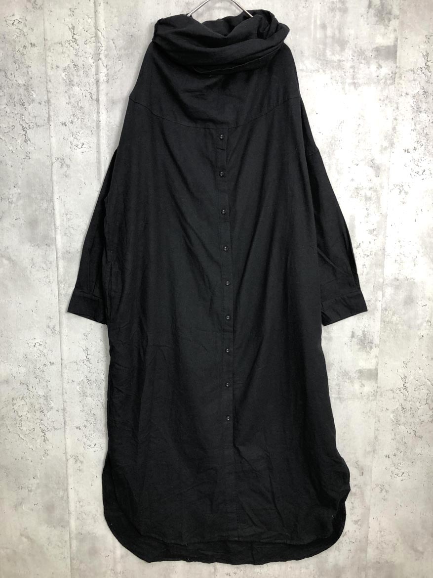 antiqua アンティカ pt-00001 たっぷりハイネック ワンピース 黒 ■■ ☆ fja9 レディース拍卖