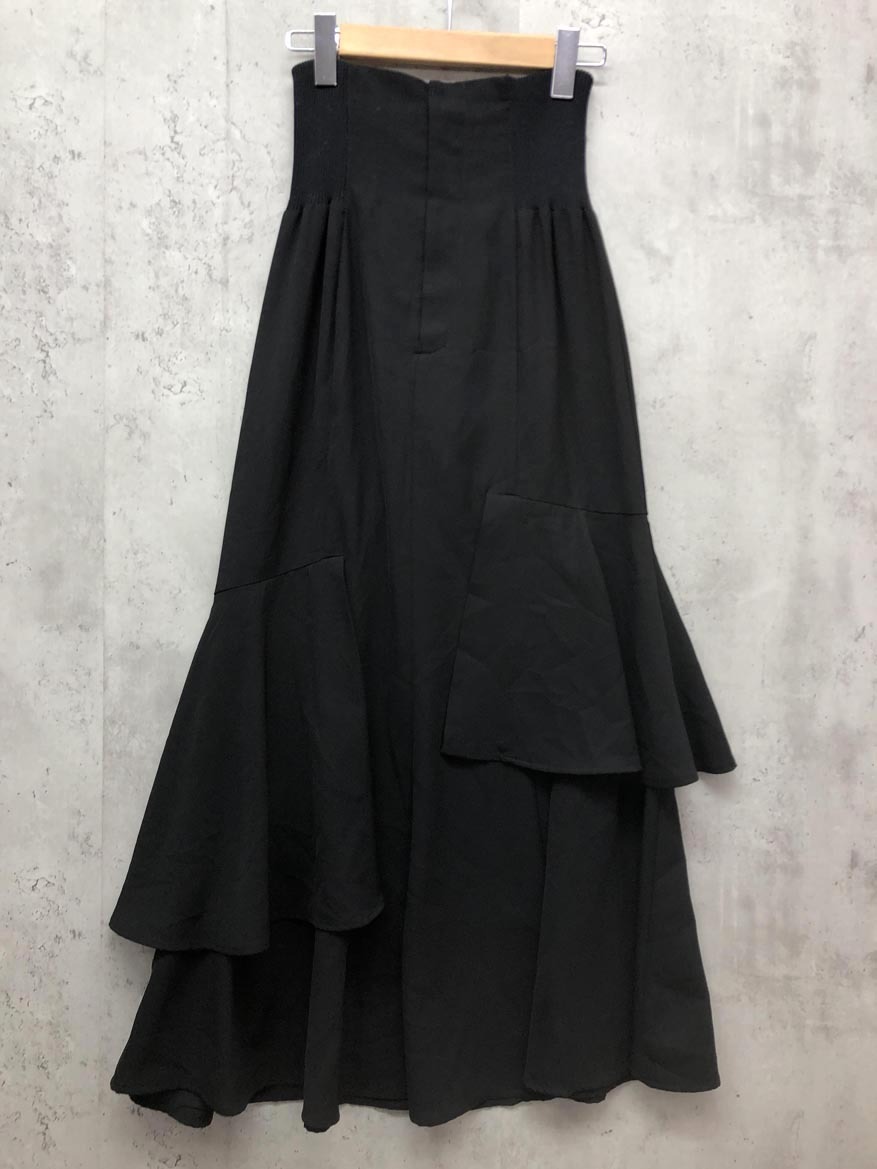 ゆうパケットOK COCODEAL ココディール コルセットリブ アシメティアード スカート size2/黒 ■■ ☆ fjb6 レディース拍卖