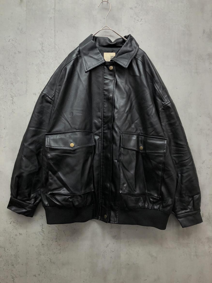 CLASSICAL ELF クラシカルエルフ JAVAコラボ jv1070011 フェイクレザーヴィンテージオーバー ブルゾン ジャケット sizeL/黒 ◆■拍卖