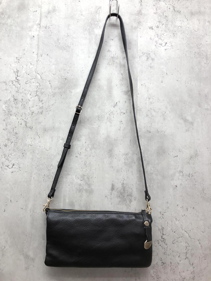 NATURAL BEAUTY BASIC ナチュラルビューティーベーシック レザー マルチ トラベル ポシェット バッグ 黒 ■■ ☆ fjb7 レディース拍卖