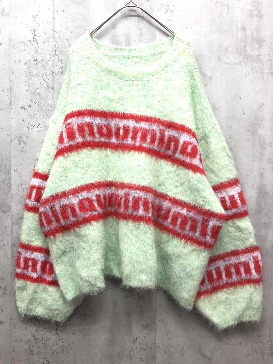 ITEMS URBAN RESEARCH アイテムズ アーバンリサーチ シャギーボーダーロゴ ニット セーター sizeF/MNT ◆■ ☆ fjc0 レディース拍卖