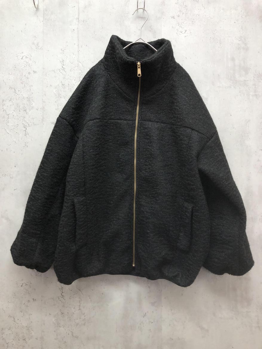 美品 Bab バブ ブークレ オーバーサイズ コート ブルゾン ジャケット sizeM/黒 ◆■ ☆ fjc0 レディース拍卖