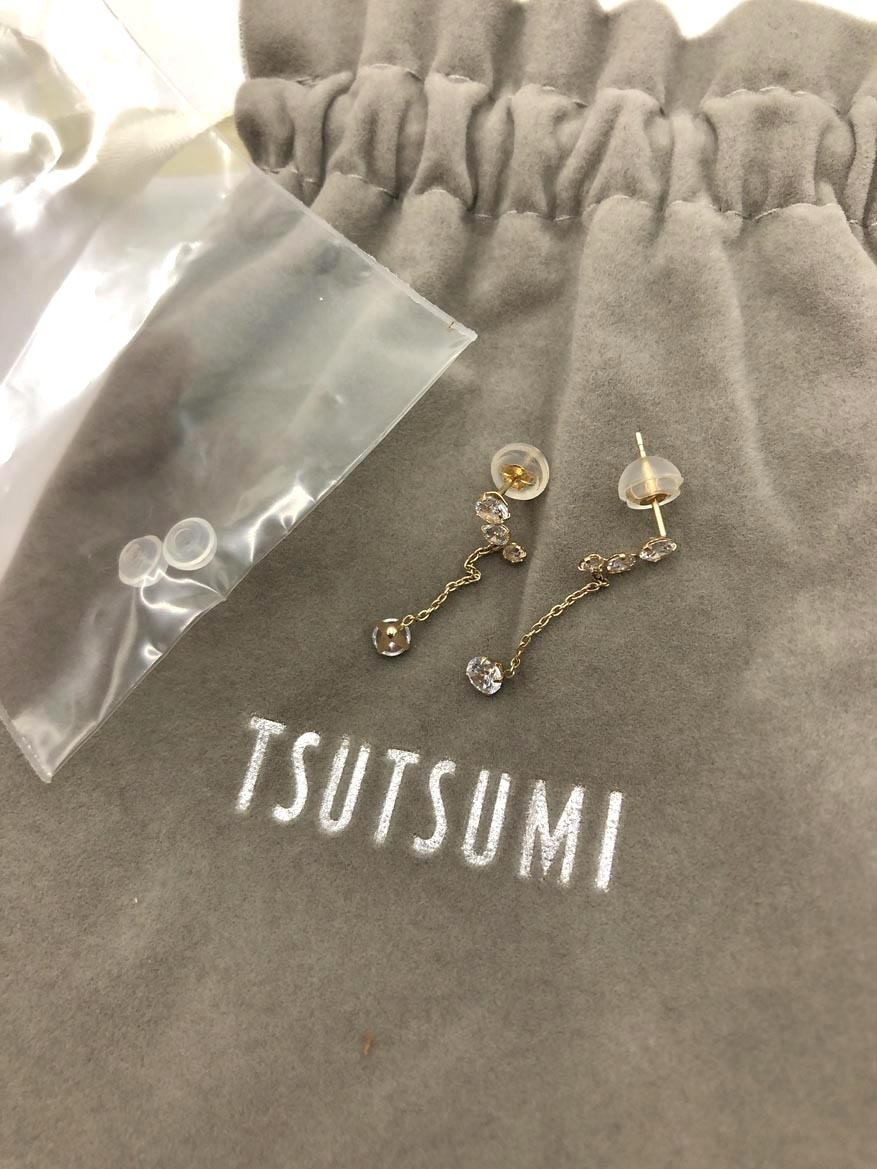 美品 TSUTSUMI ツツミ K10 イエローゴールドキュービック ピアス ゴールド ■■◎ ☆ fjc1 レディース拍卖