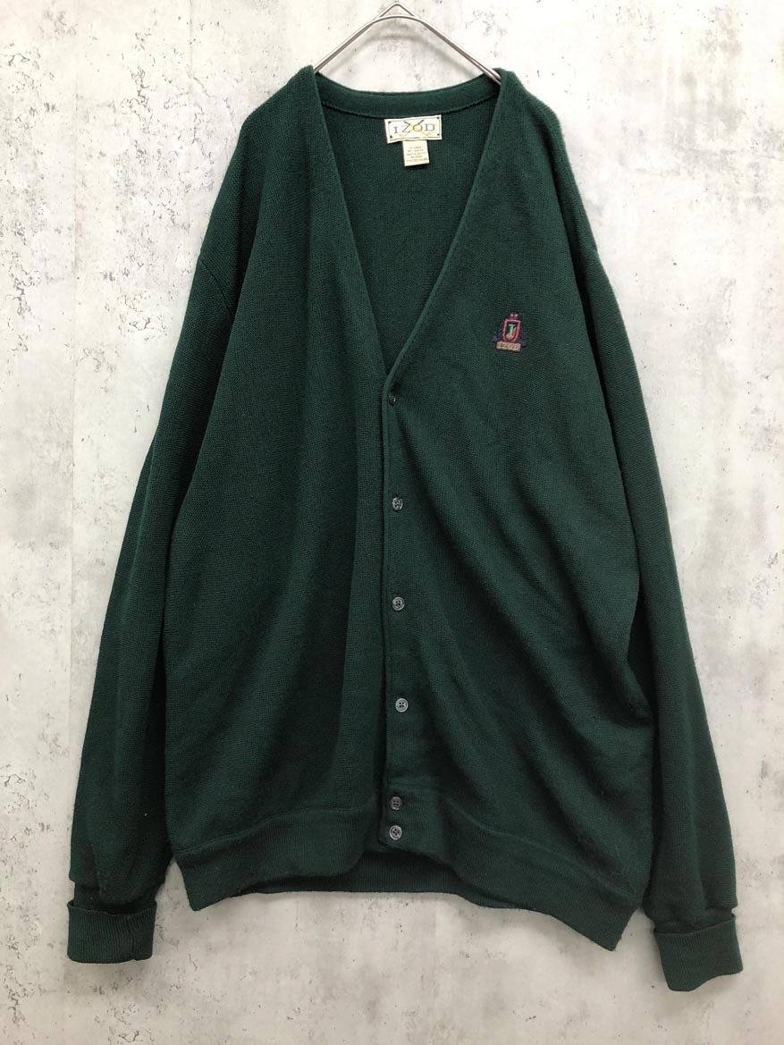 IZOD アイゾッド メキシコ製 Vネック ニット カーディガン sizeXXL/緑 ◆■ ☆ fjc3 メンズ拍卖