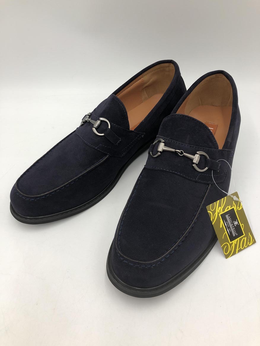 展示品■LASSU&FRISS ラスアンドフリス 804 ビジネスシューズ ビット ローファー シューズ size45/紺 ■■ ☆ fjc8 メンズ拍卖