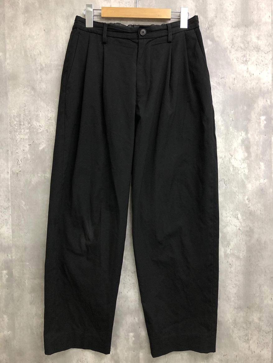 Adam et Rope アダムエロペ gms-13150-b ワイドテーパード イージーツータック スラックス パンツ sizeS/黒 ■■ ☆ fjc9 メンズ拍卖