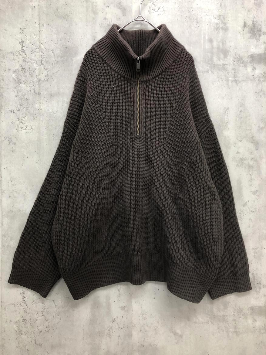 WYM LIDNM ウィム バイ リドム WYkn589 ハーフ ジップ アゼ ニット セーター sizeS/茶 ■■ ☆ fjc9 メンズ拍卖