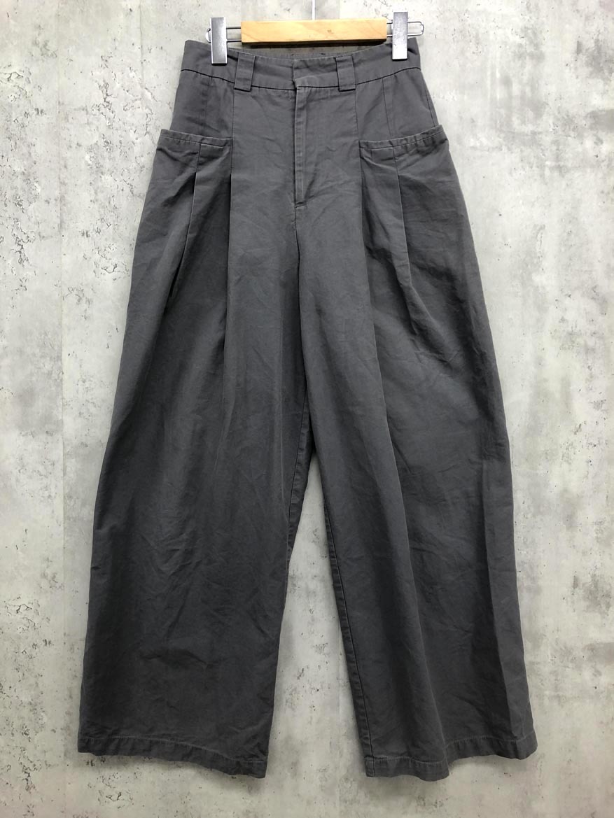 chuclla チュクラ ハイウエスト 2タック サイドポケット ワイドパンツ パンツ sizeS/グレー ■■ ☆ fjc9 レディース拍卖